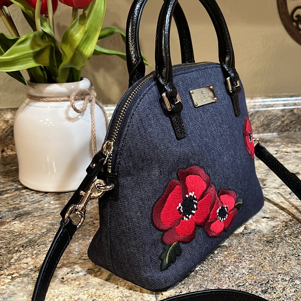 Kate Spade EUC Floral Denim Carli Bag - Picture 4 of 11